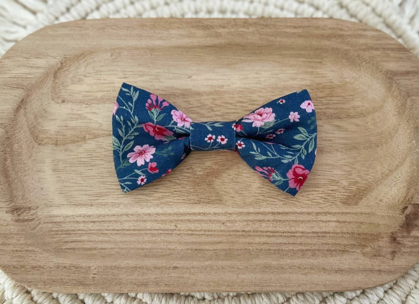 Blue Floral Bow Tie