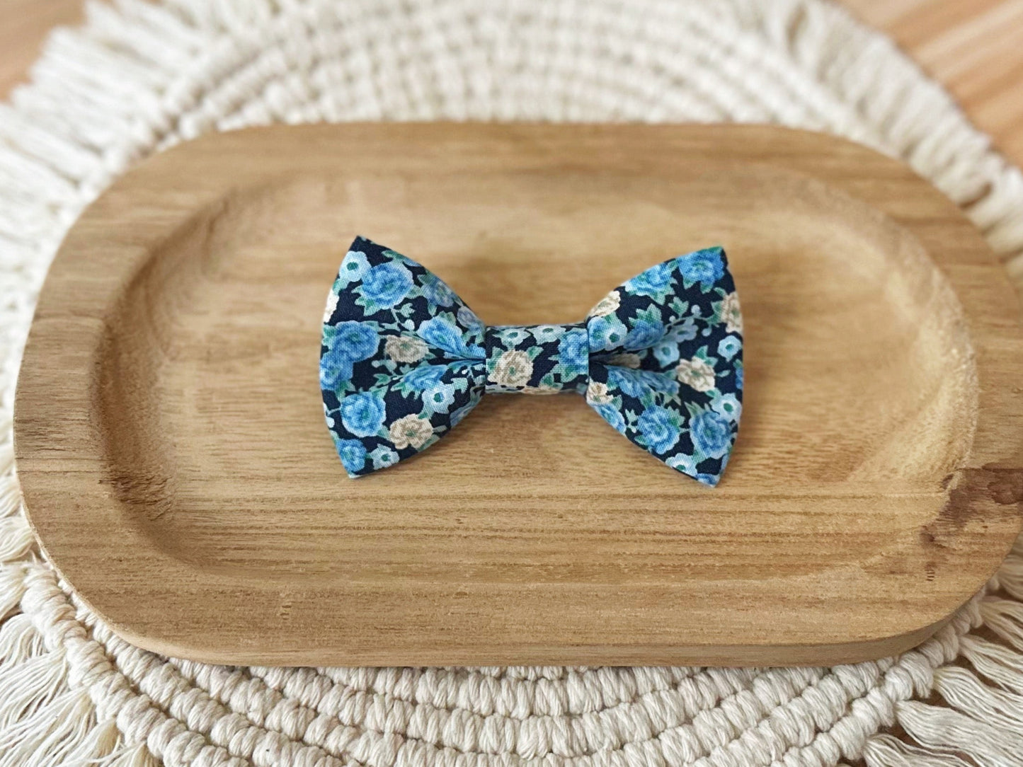 Blue Floral Bow Tie