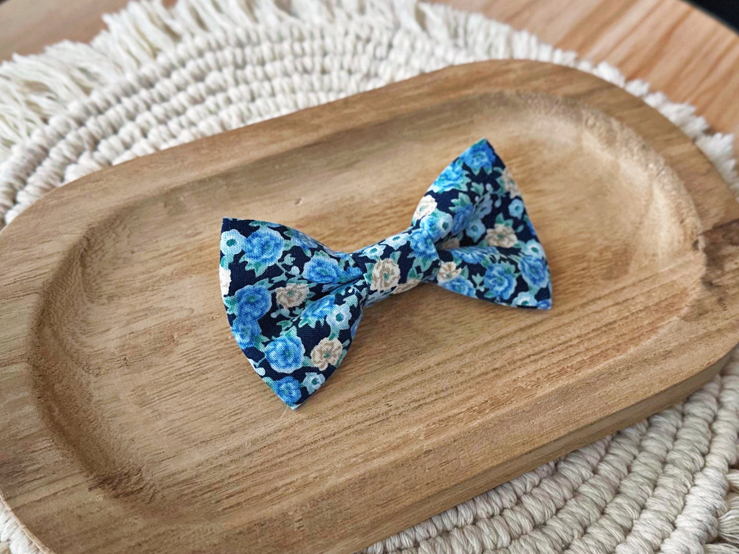 Blue Floral Bow Tie