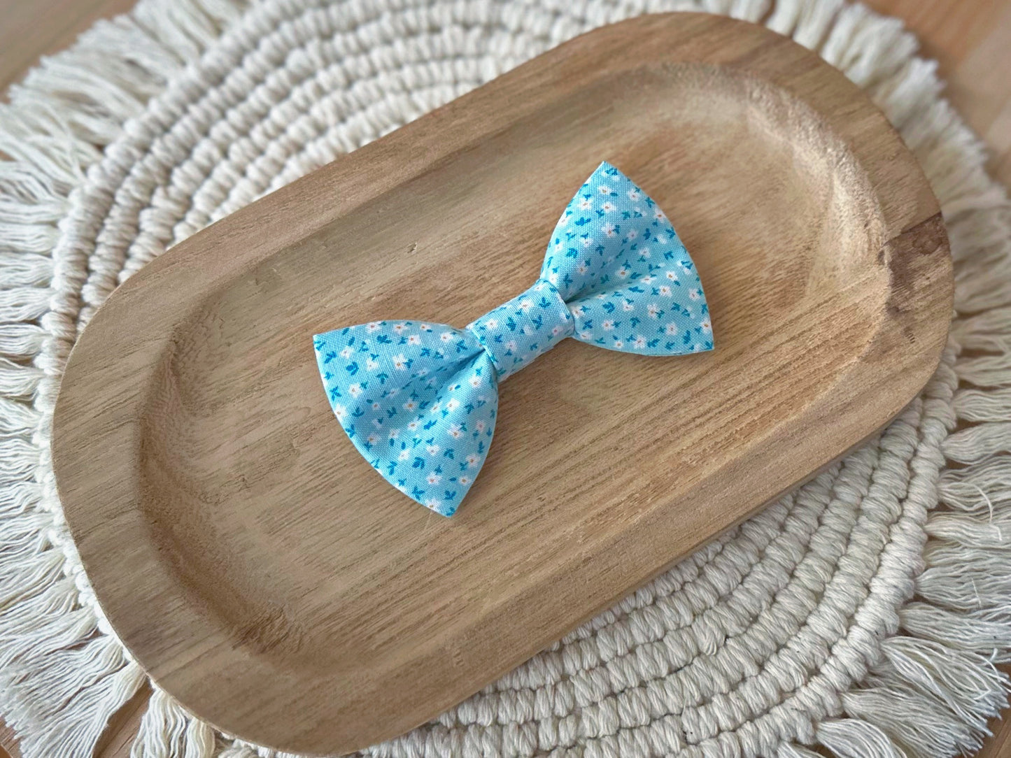 Light Blue Floral Bow Tie