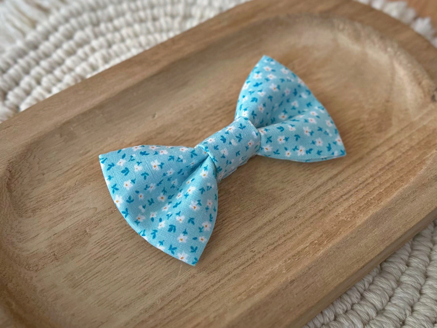 Light Blue Floral Bow Tie