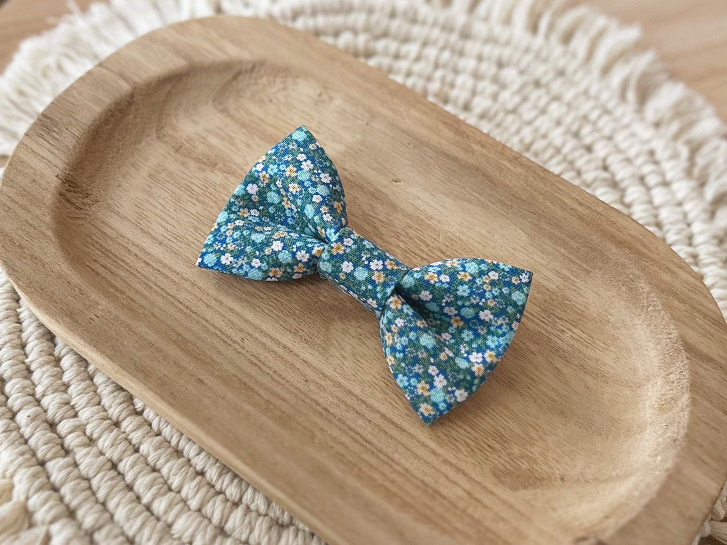 Blue Floral Bow Tie