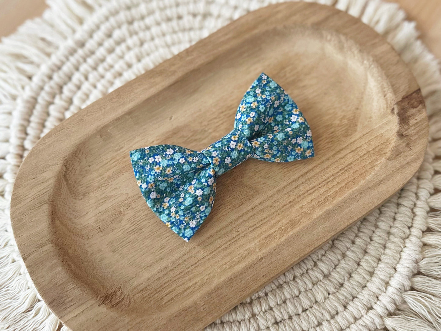 Blue Floral Bow Tie