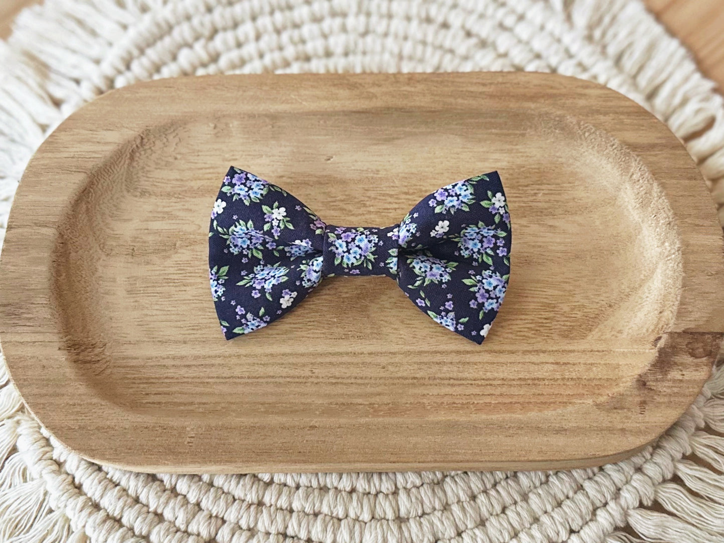 Dark Blue w/ Purple Florals Bow Tie