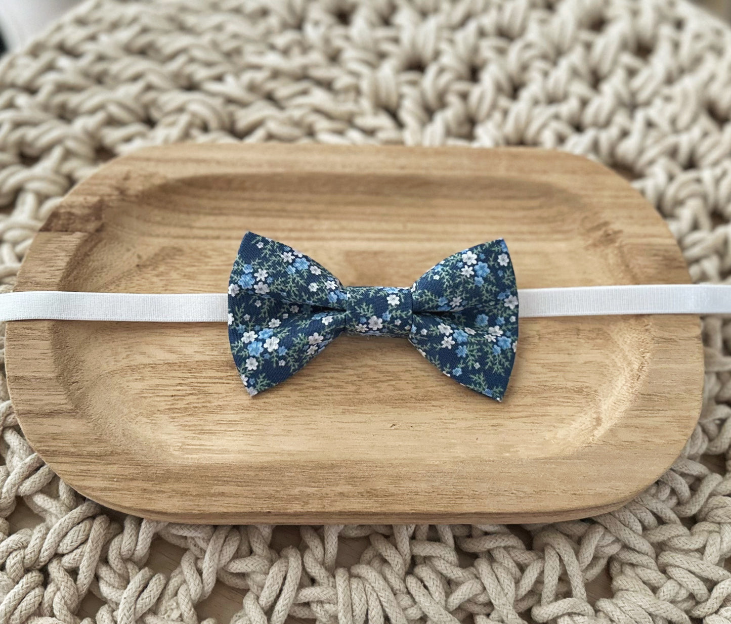 Blue Floral Bow Tie