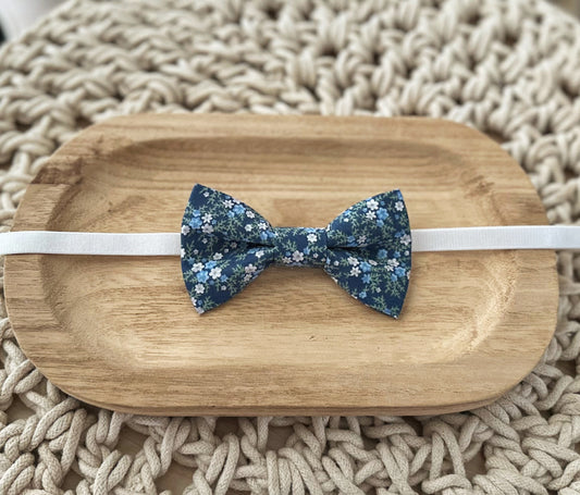 Blue Floral Bow Tie