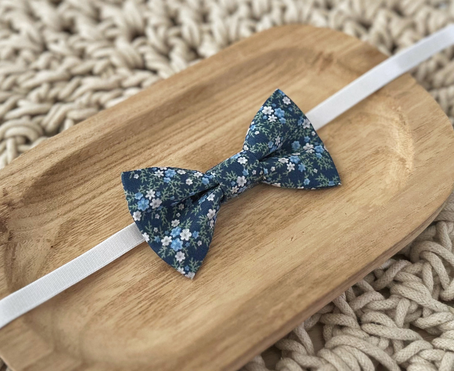 Blue Floral Bow Tie