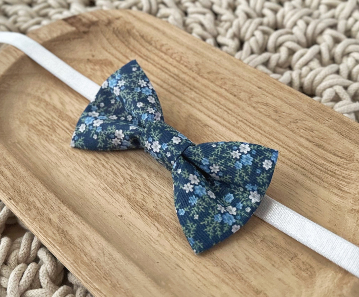 Blue Floral Bow Tie