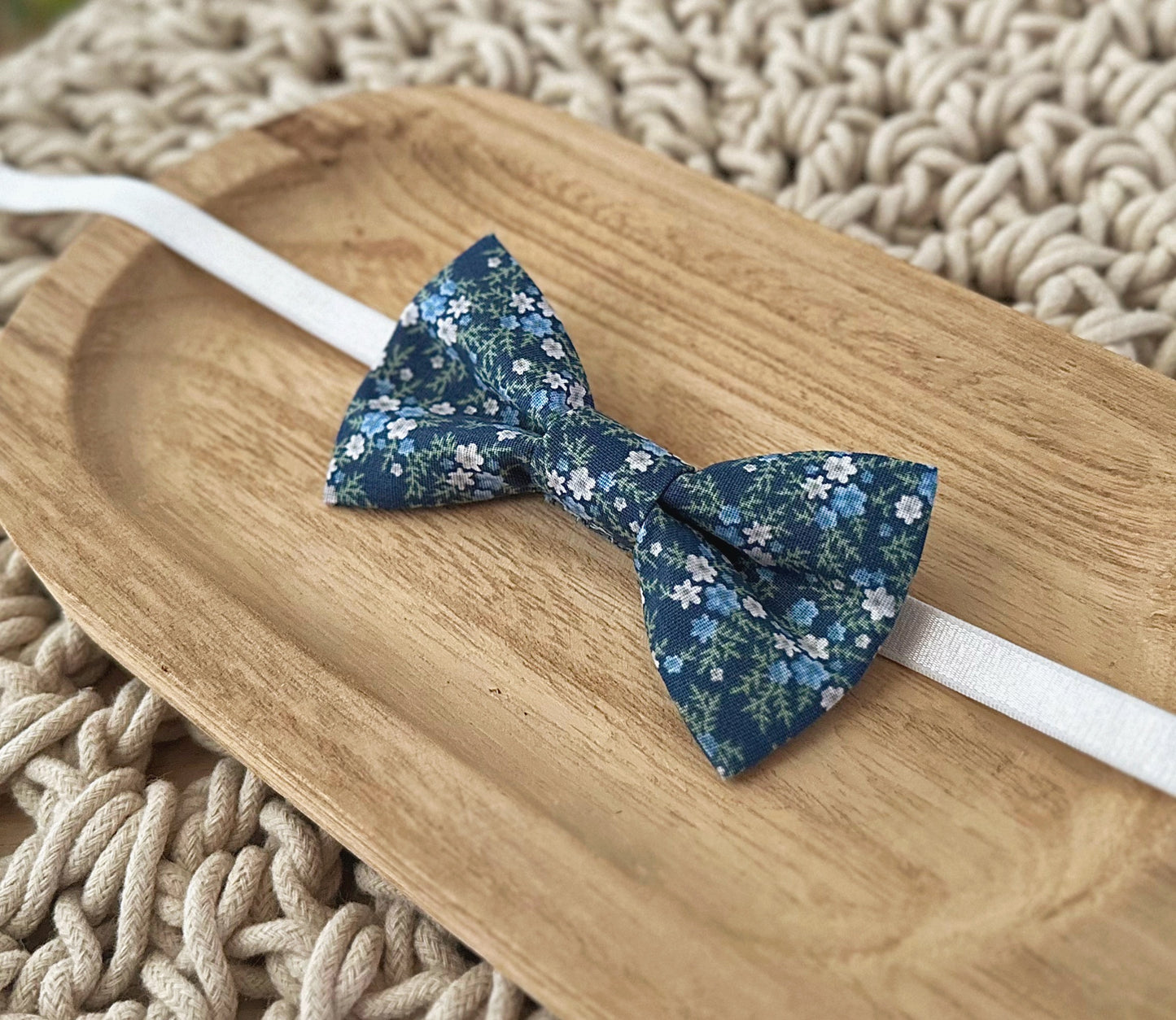 Blue Floral Bow Tie