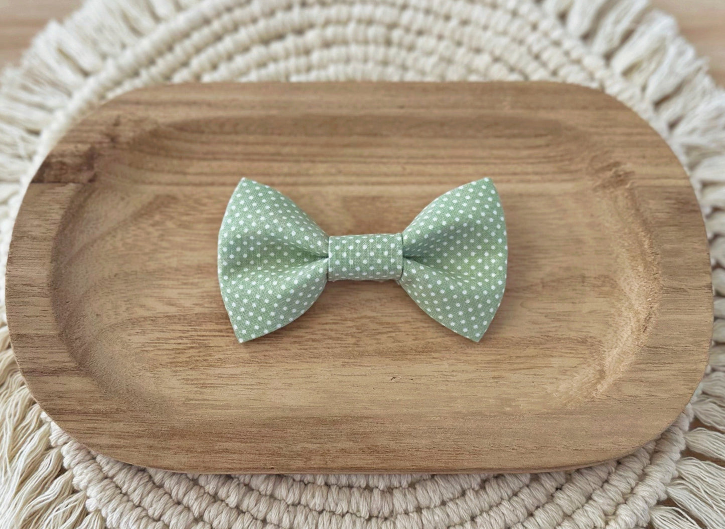Sage Green Polka Dot Bow Tie