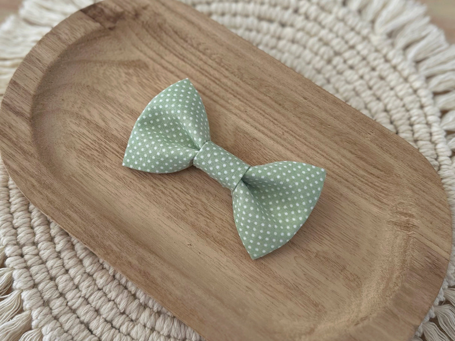 Sage Green Polka Dot Bow Tie