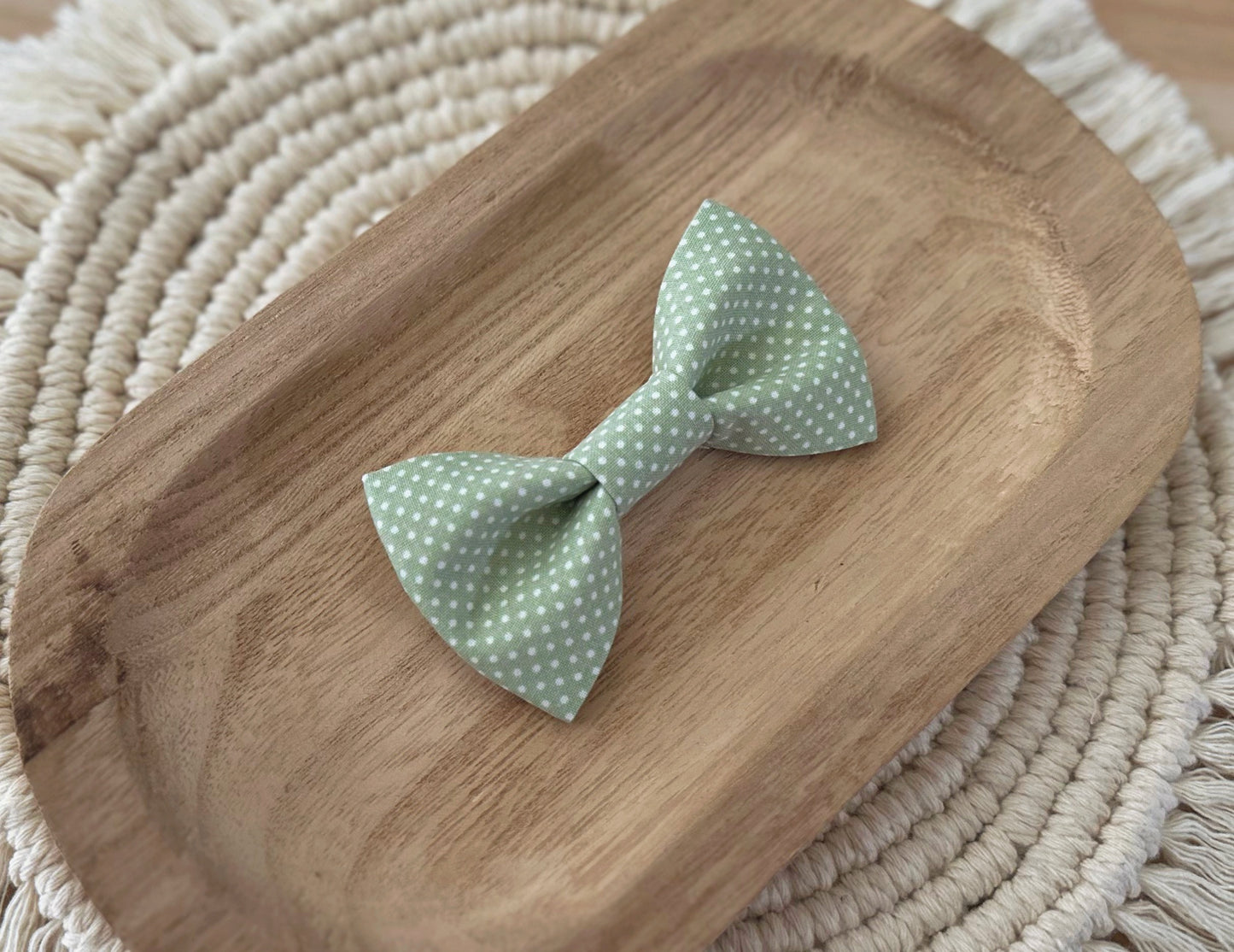 Sage Green Polka Dot Bow Tie