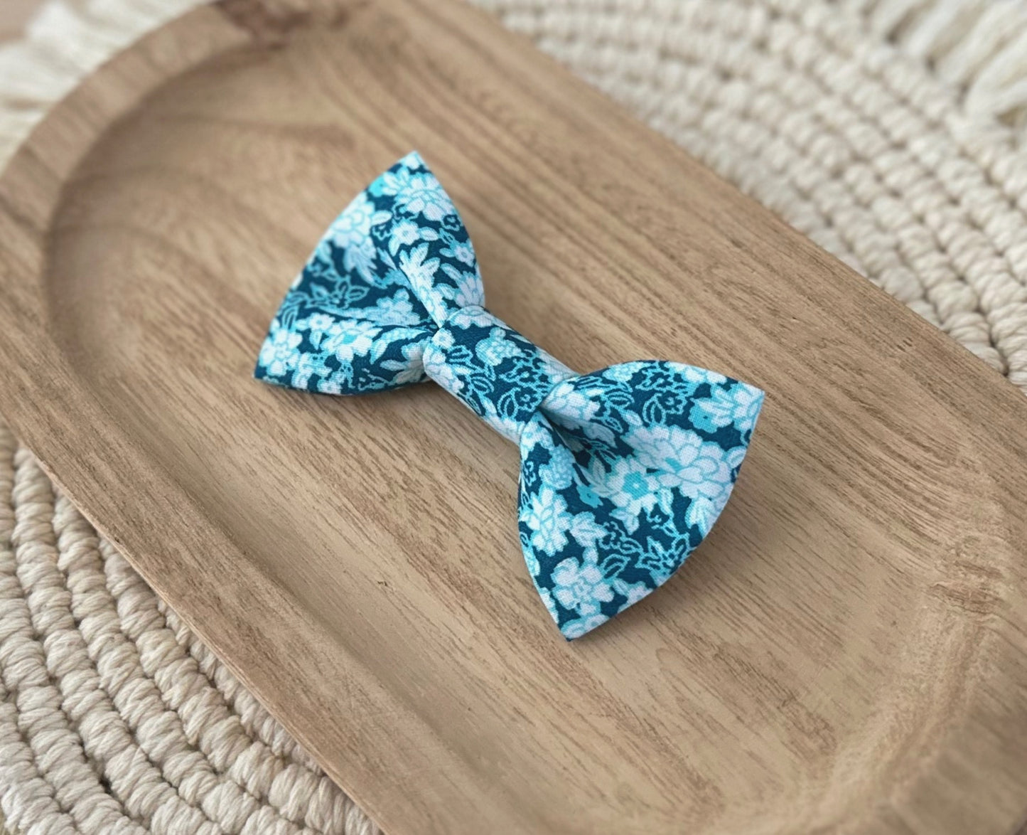 Blue & Teal Floral Bow Tie