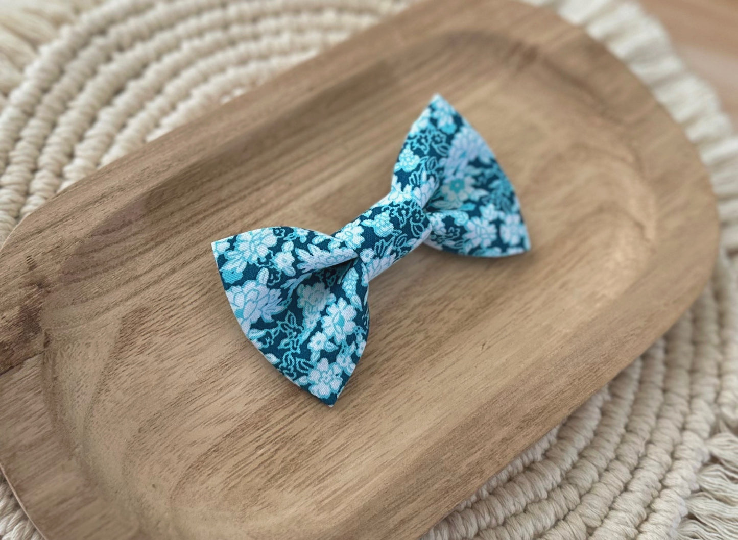 Blue & Teal Floral Bow Tie