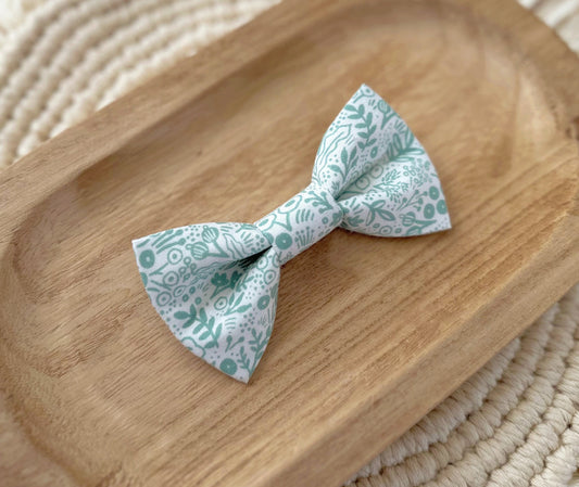 White & Green Florals Bow Tie