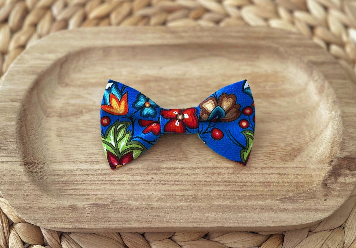 Blue Floral Indigenous Style Bow Tie