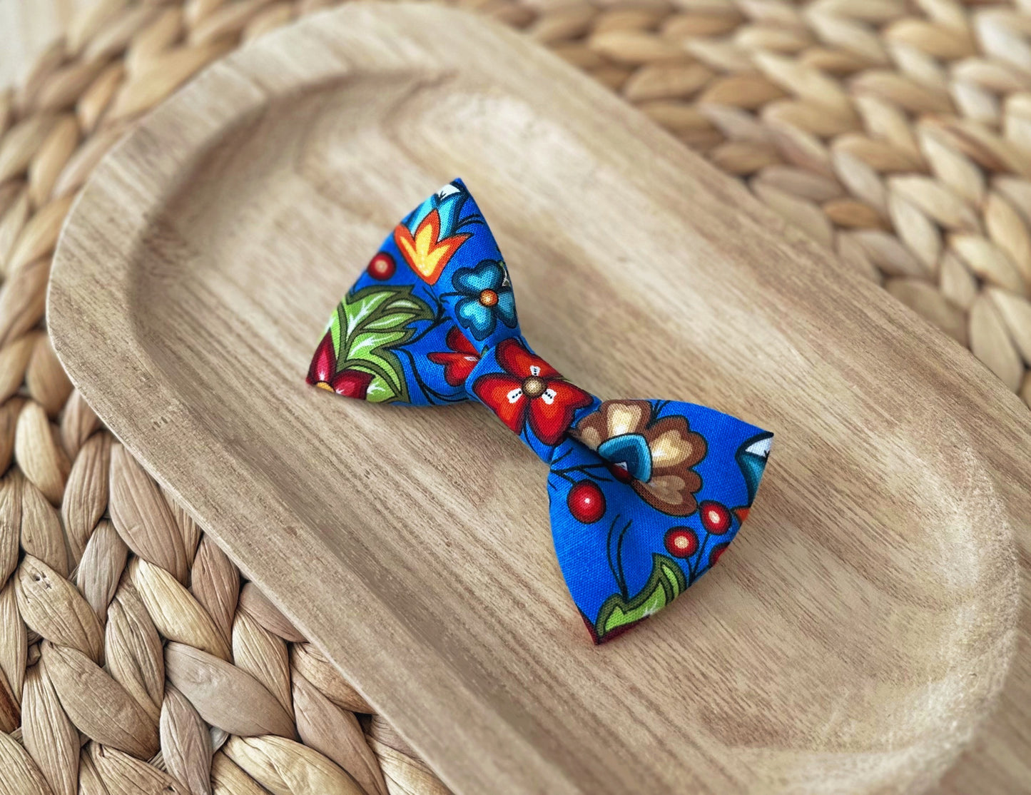 Blue Floral Indigenous Style Bow Tie