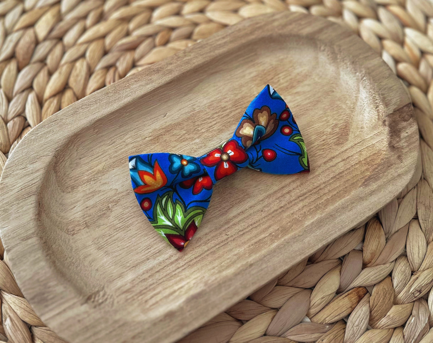 Blue Floral Indigenous Style Bow Tie