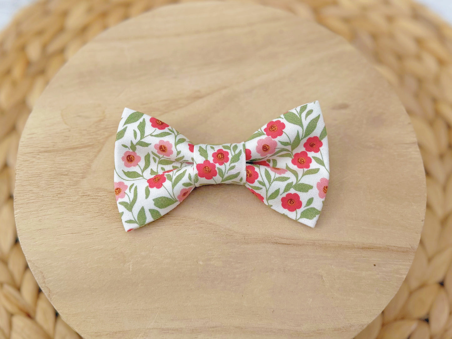 Pink & Green Floral Bow Tie