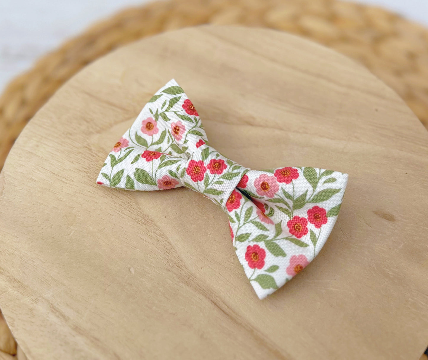 Pink & Green Floral Bow Tie