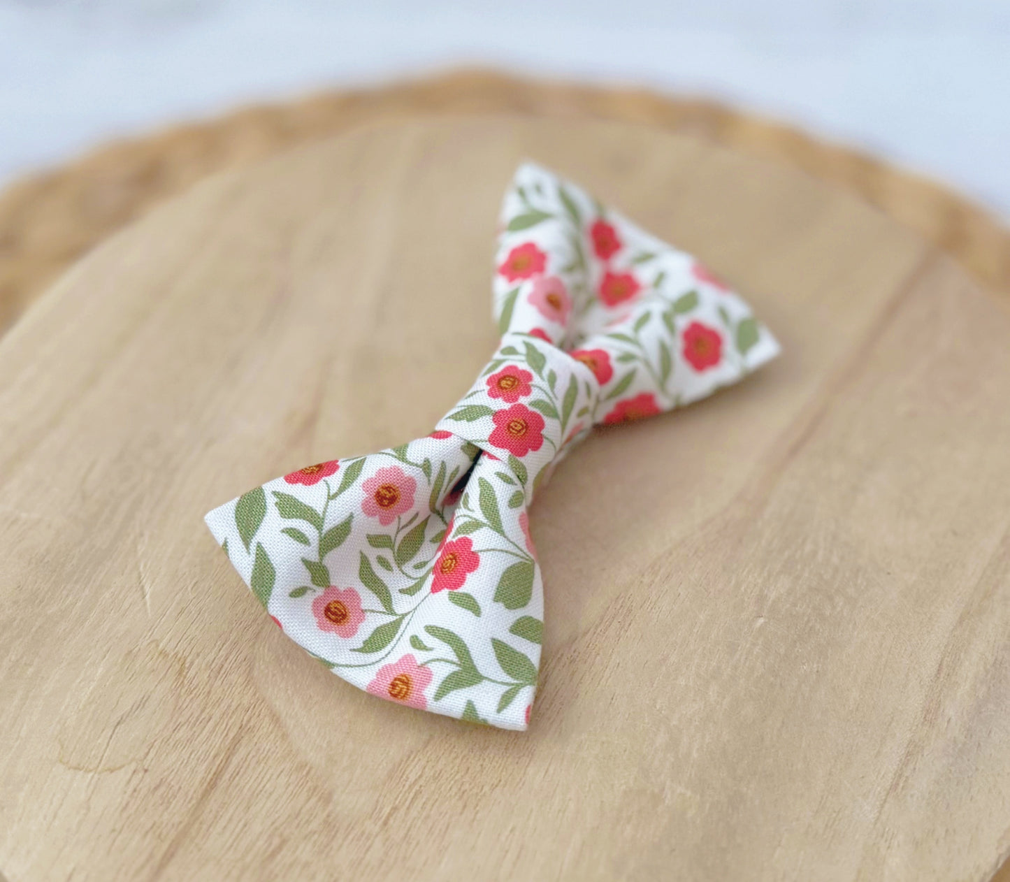 Pink & Green Floral Bow Tie