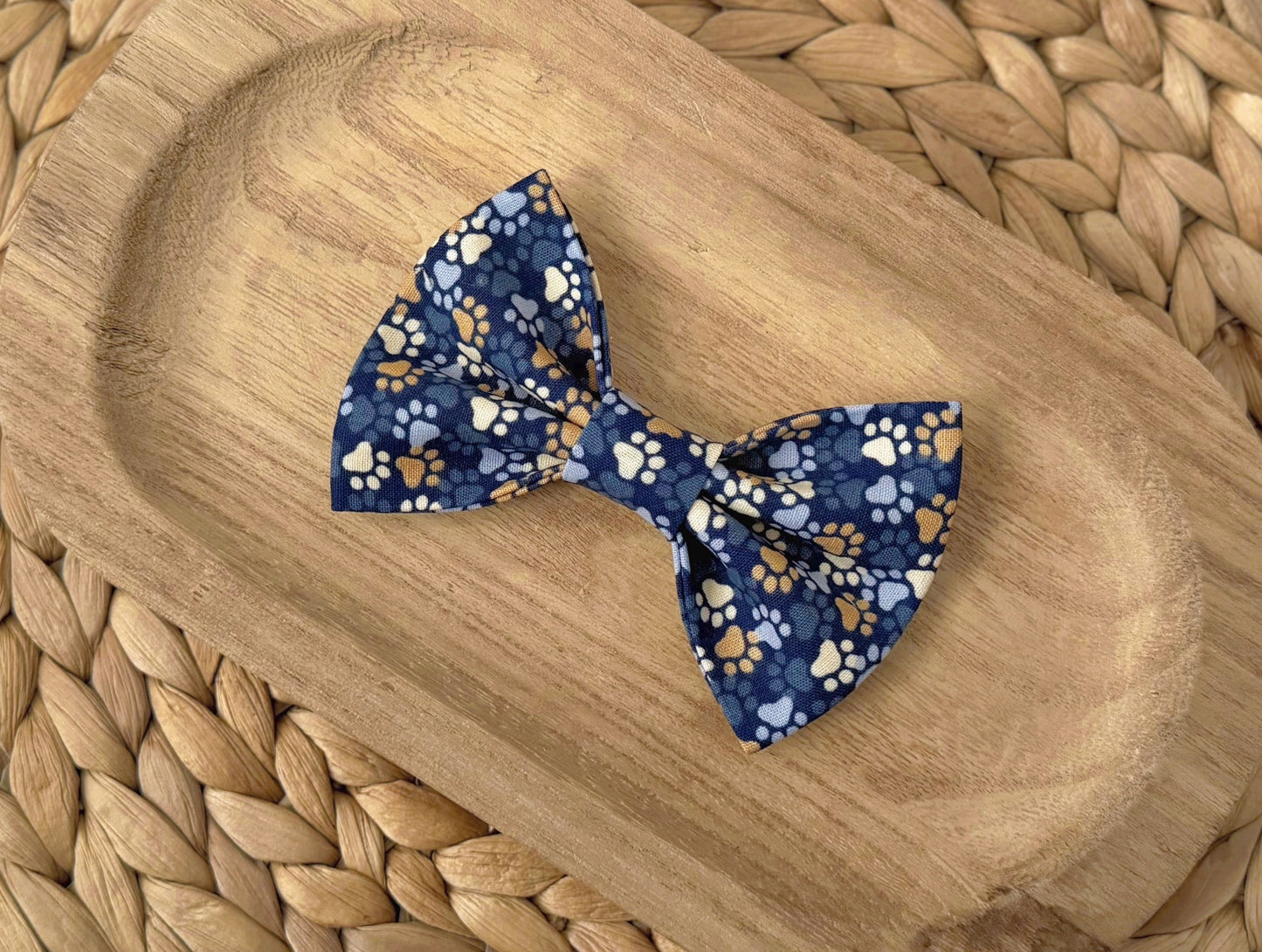 Blue Paw Print Pet Bow Tie