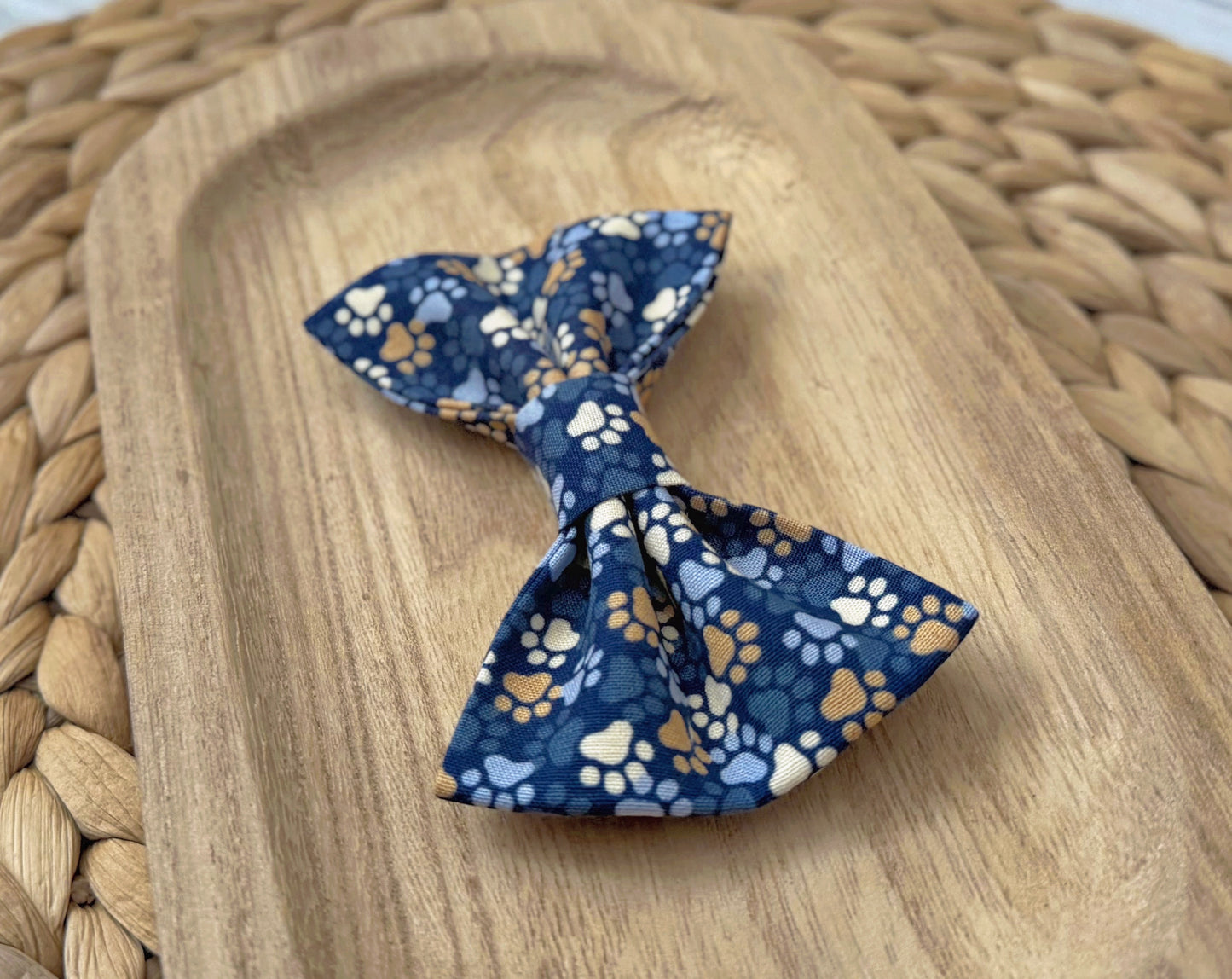 Blue Paw Print Pet Bow Tie