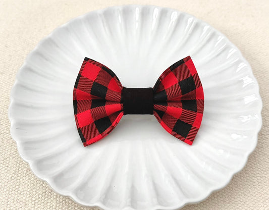 Red & Black Plaid Pet Bow Tie