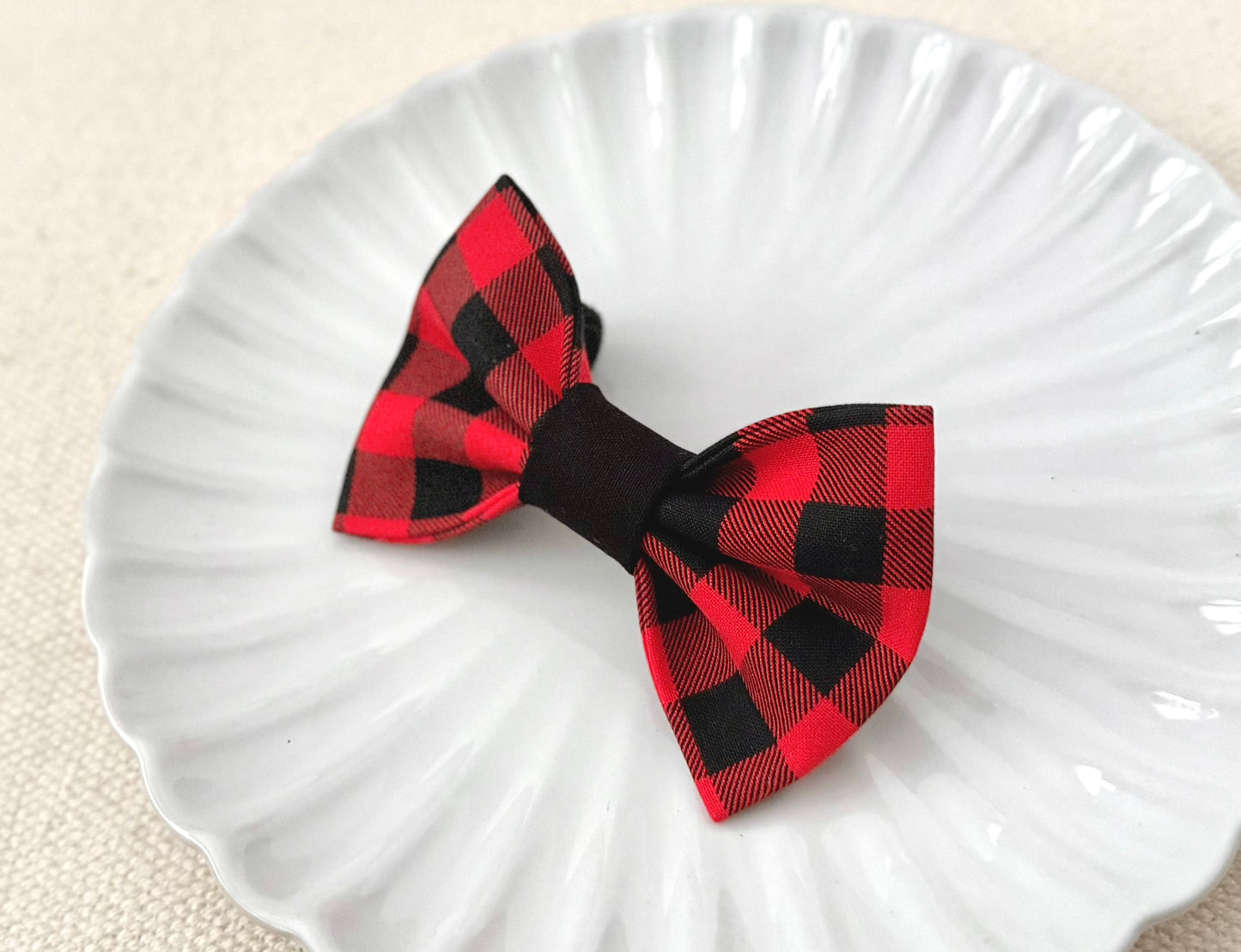 Red & Black Plaid Pet Bow Tie