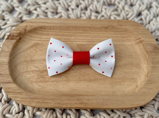 White and Red Polka Dot Bow Tie