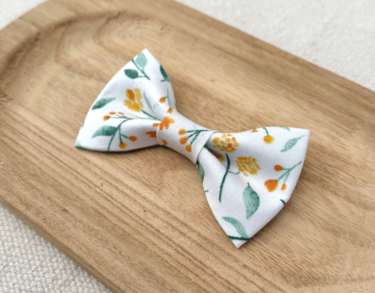 Green and Yellow Floral Bow Tie