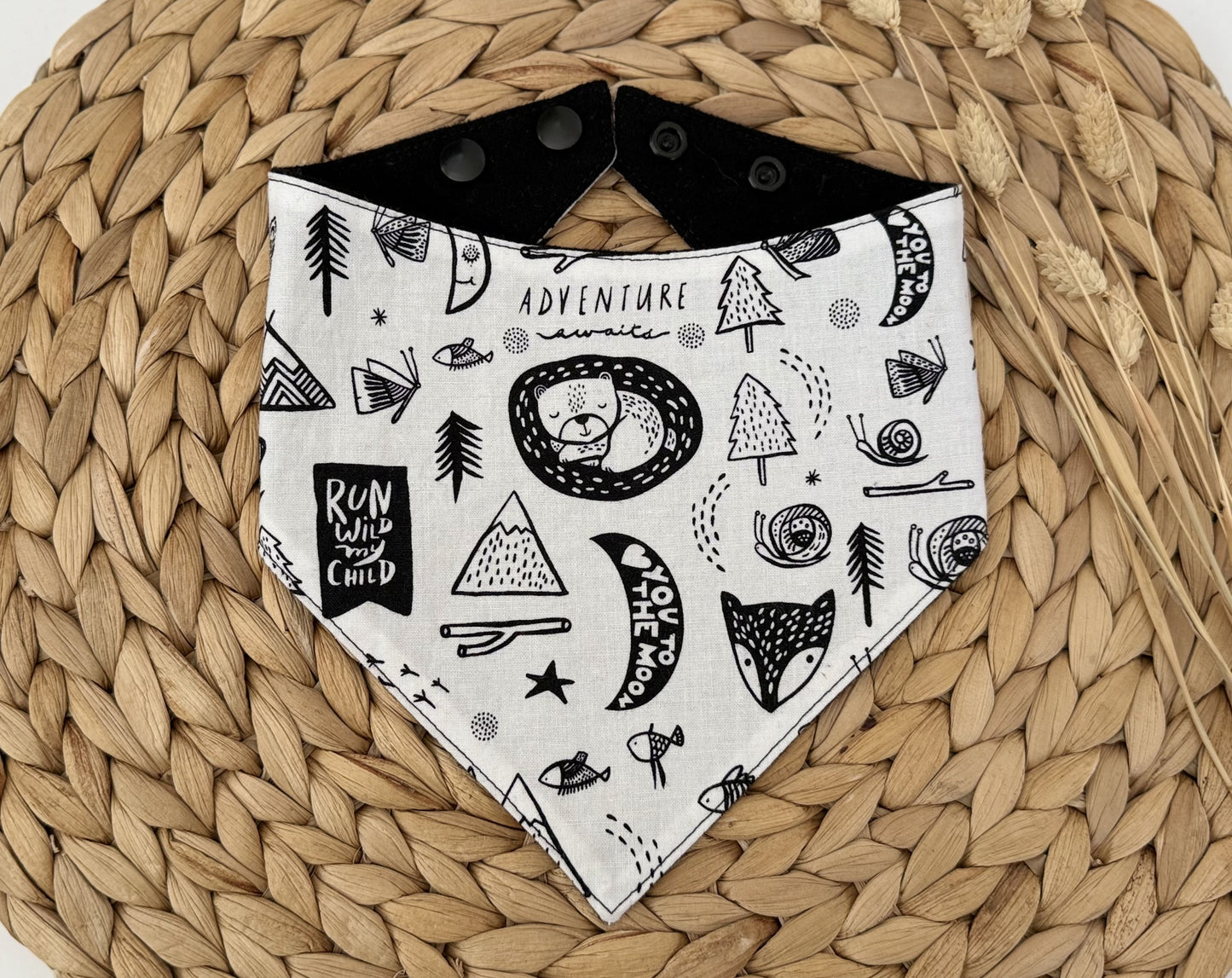 Adventure Black and White Baby Bib