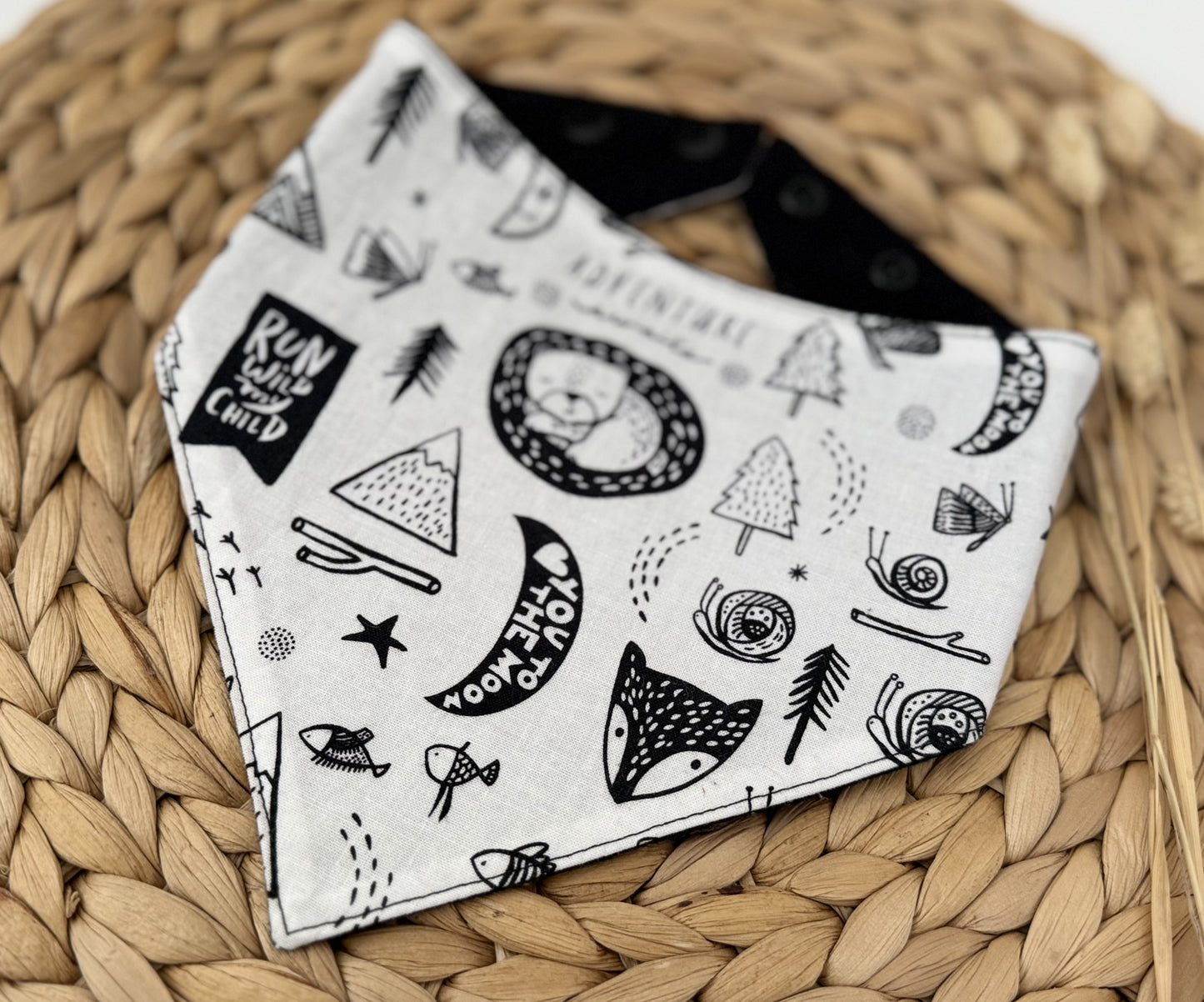 Adventure Black and White Baby Bib