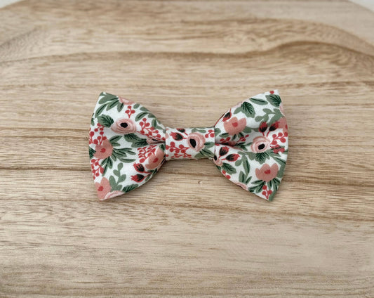 Pink & Green Floral Bow Tie