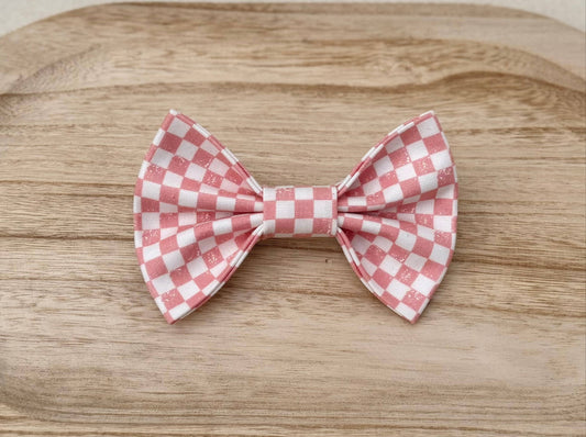 Pink Checkered Pet Bow Tie
