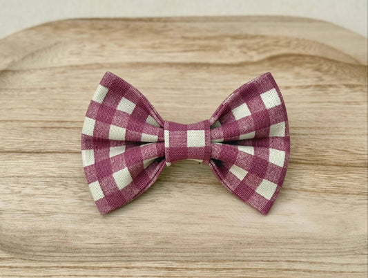 Pink & White Plaid Pet Bow Tie