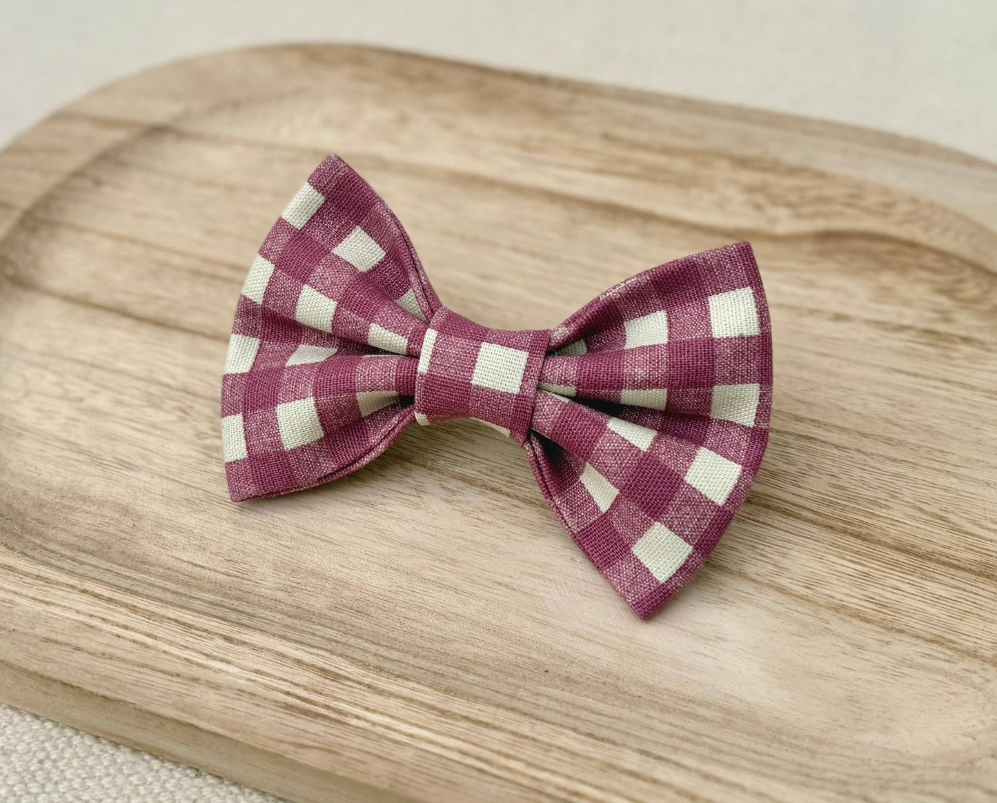 Pink & White Plaid Pet Bow Tie