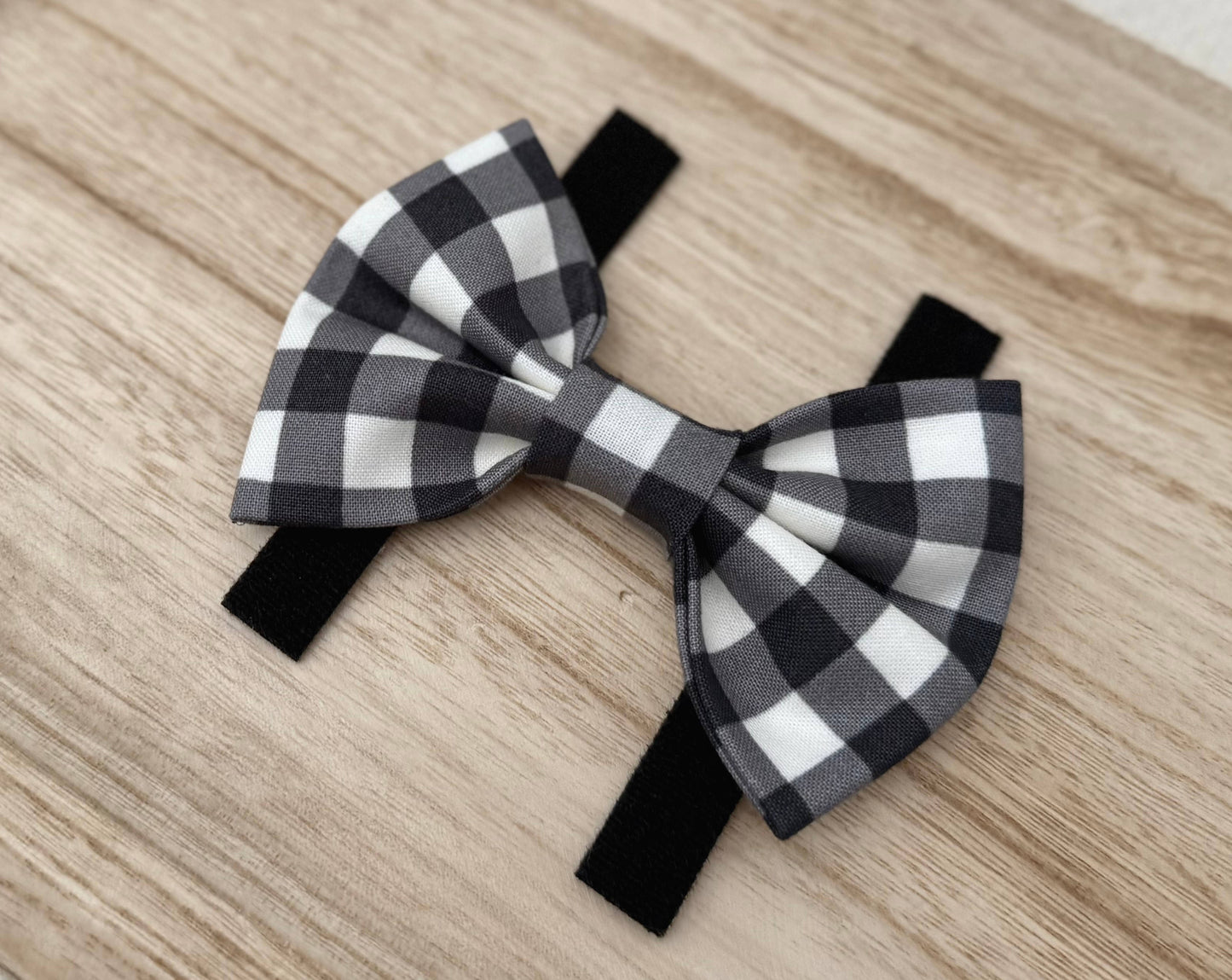 Black and White Plaid Pet Bow Tie