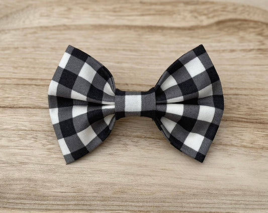 Black and White Plaid Pet Bow Tie