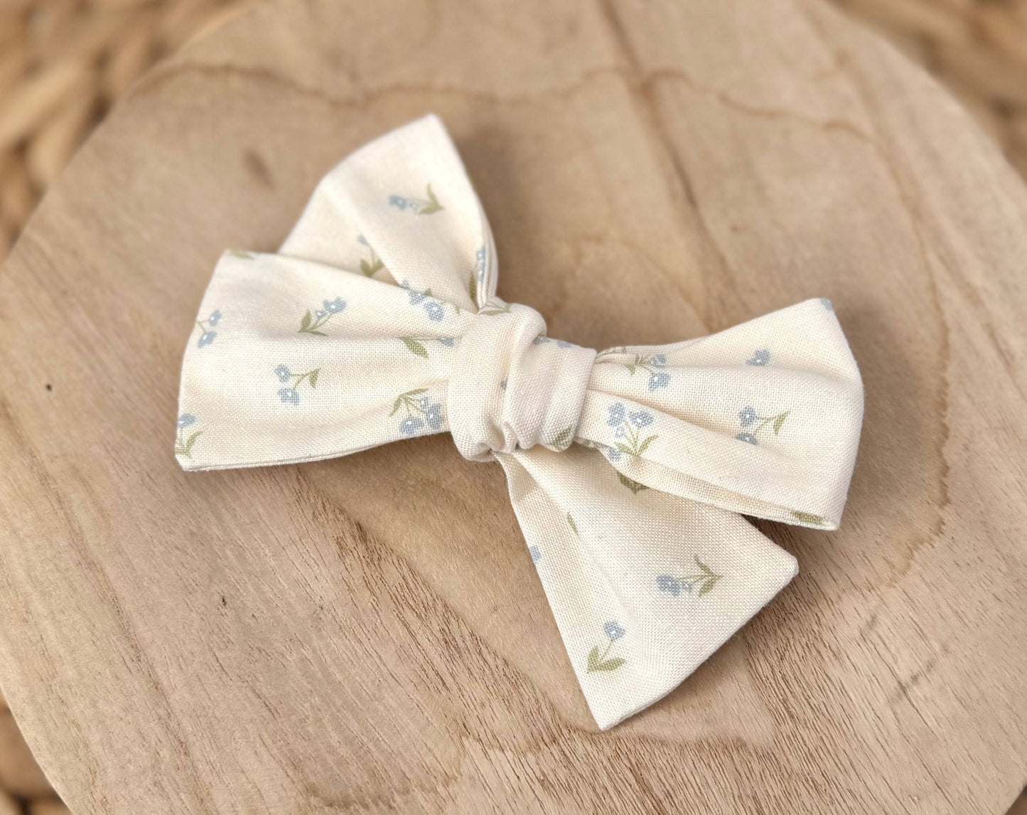 Mini Blue Floral Hair Bow