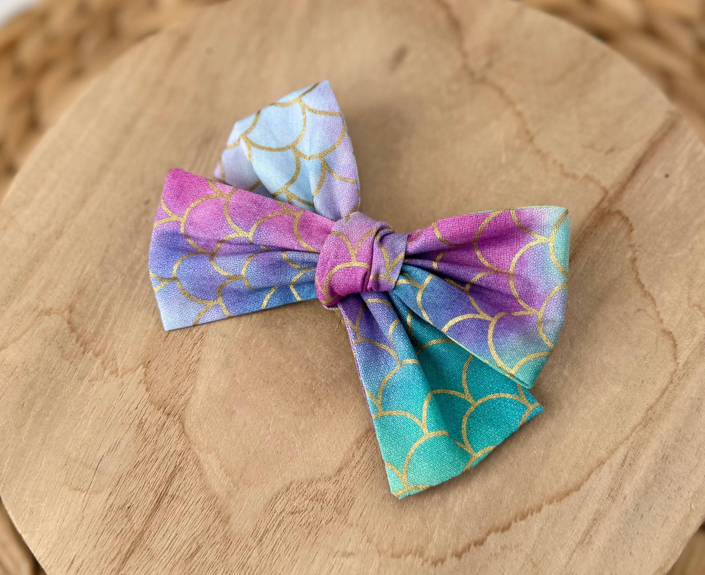 Tie Dye Mermaid Scales Hair Bow
