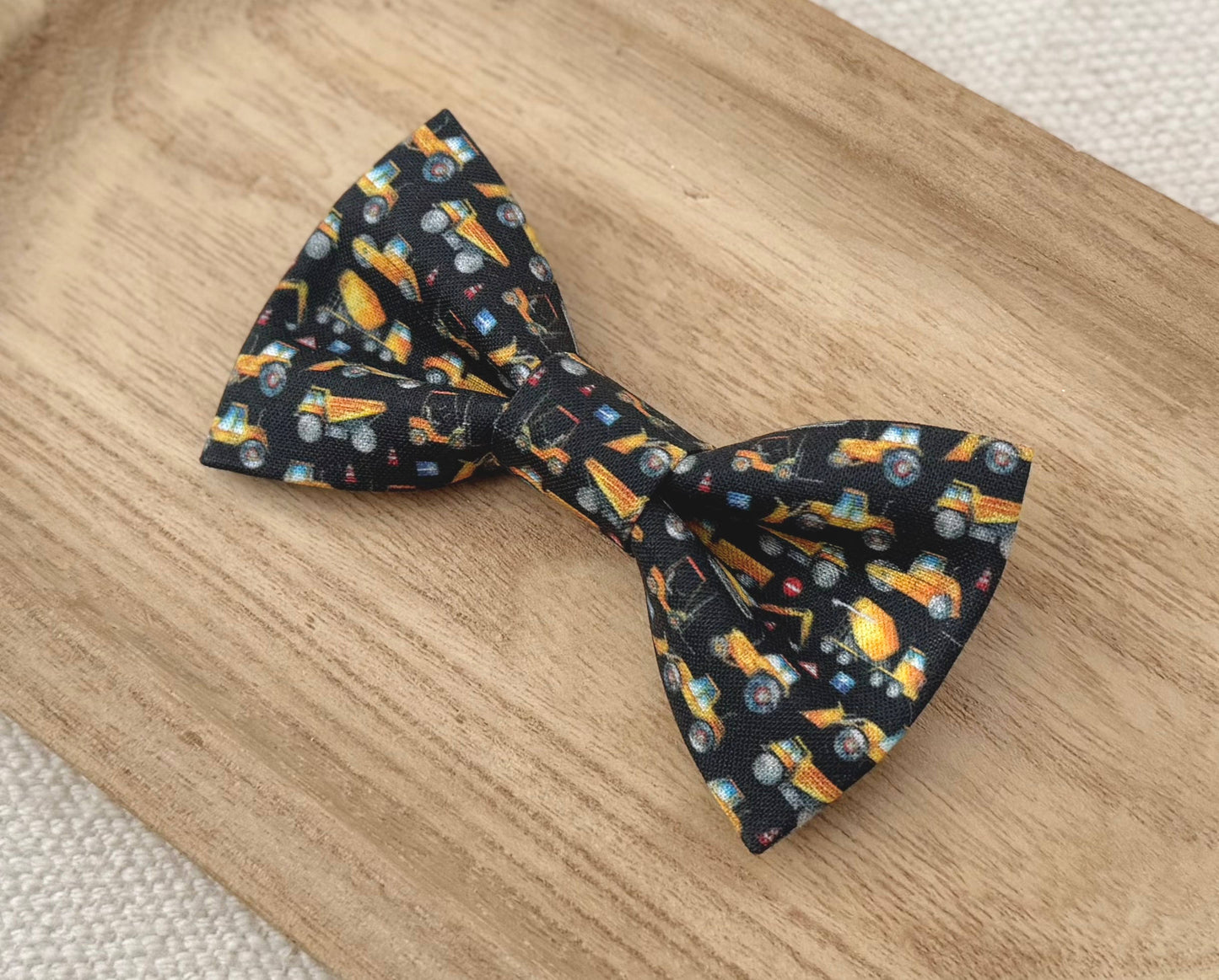 Bow tie with construction vehicle dumptruck tractor