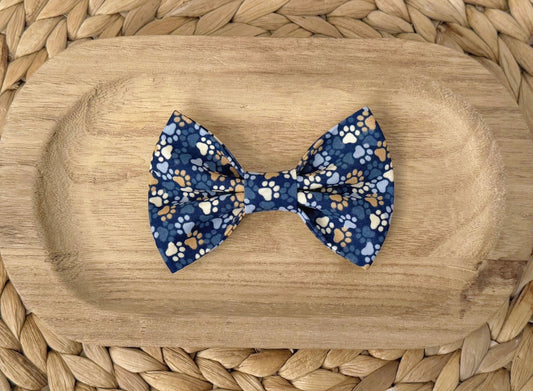 Blue Paw Print Pet Bow Tie