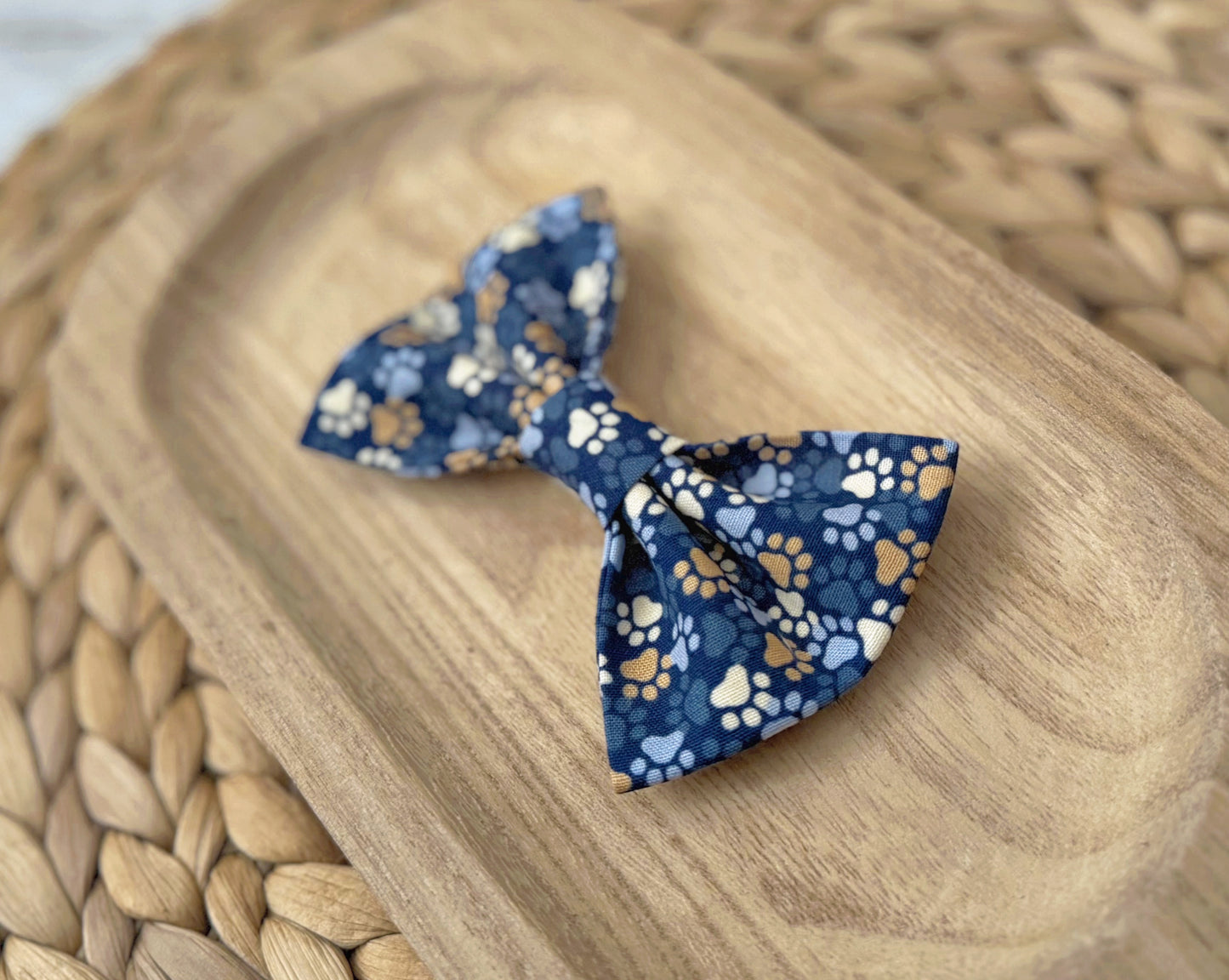 Blue Paw Print Pet Bow Tie
