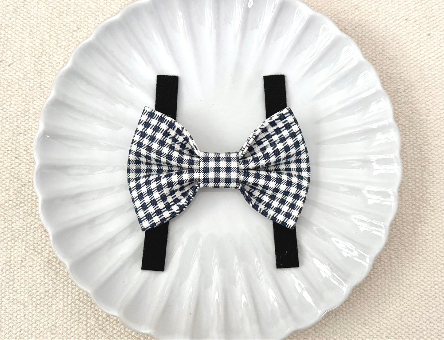 Navy Plaid Pet Bow Tie