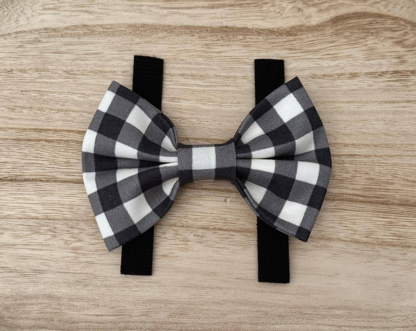 Black and White Plaid Pet Bow Tie