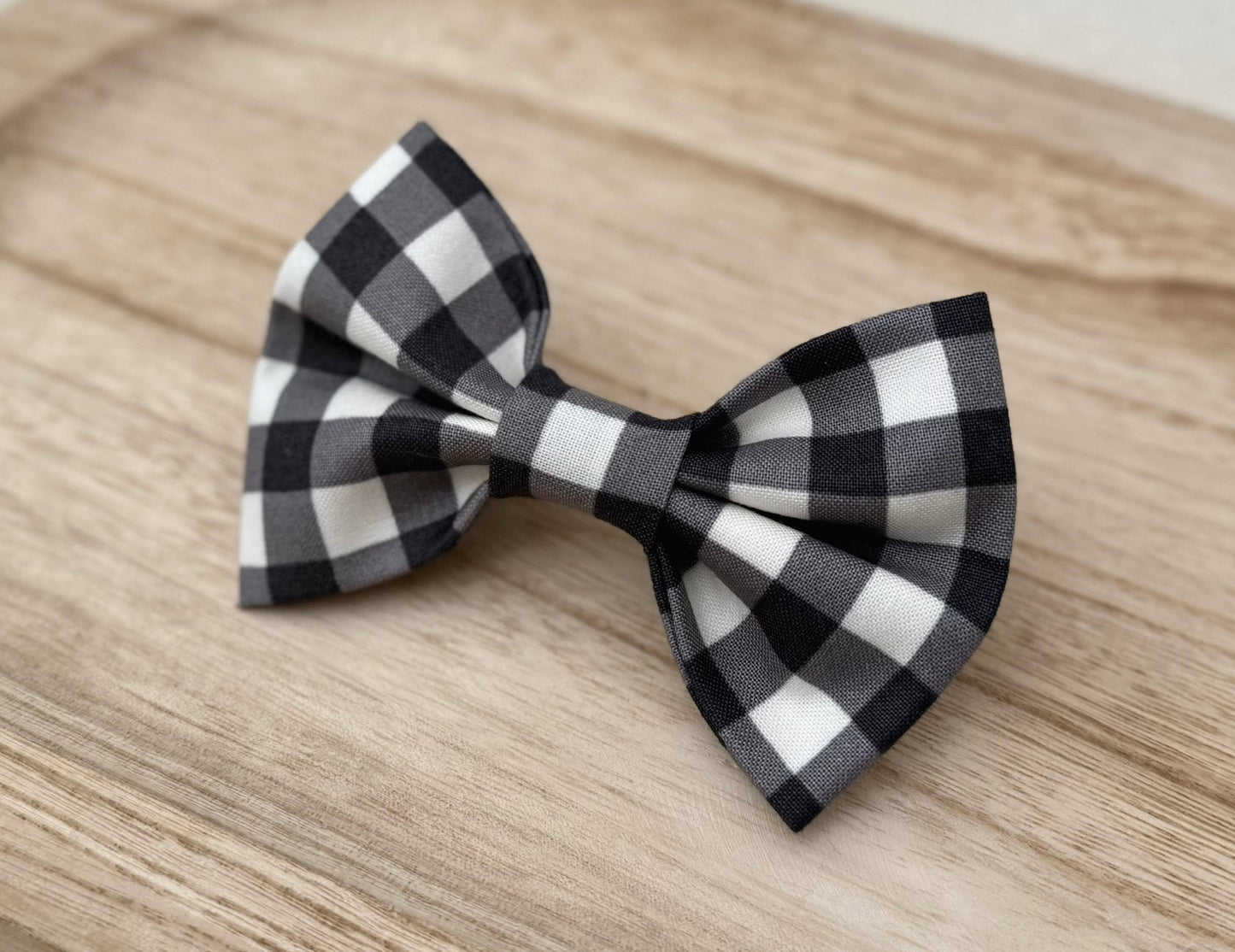 Black and White Plaid Pet Bow Tie