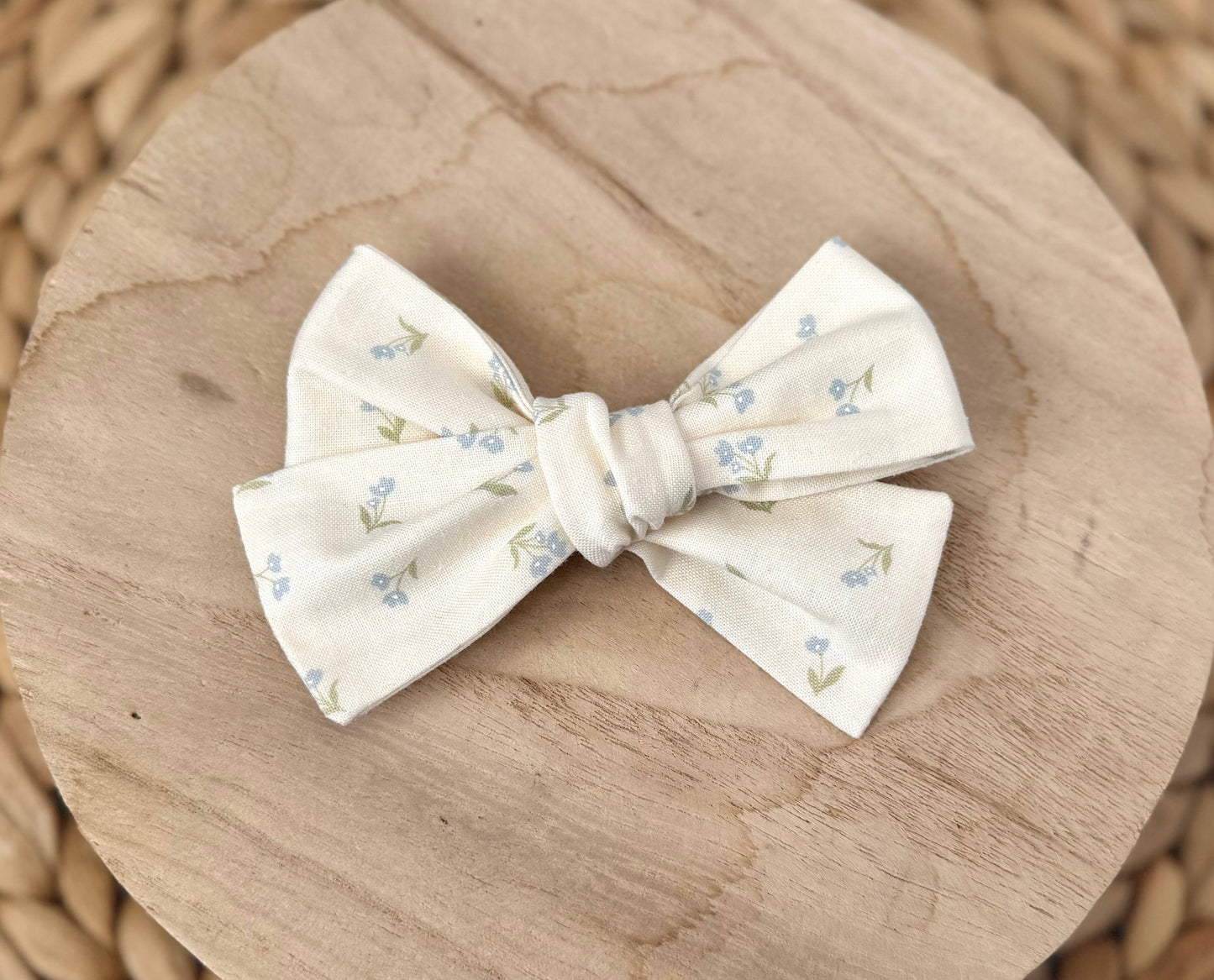 Mini Blue Floral Hair Bow