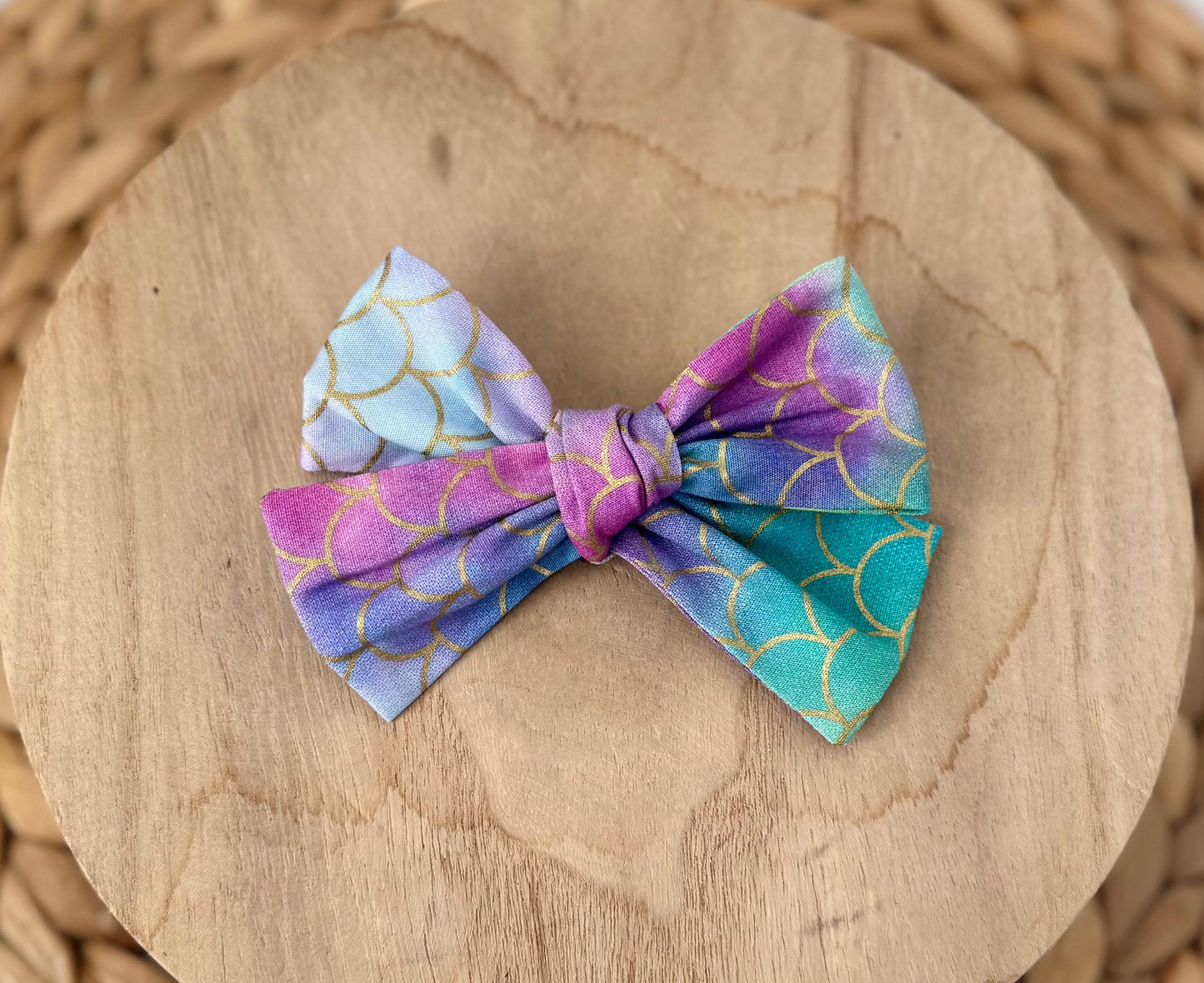 Tie Dye Mermaid Scales Hair Bow